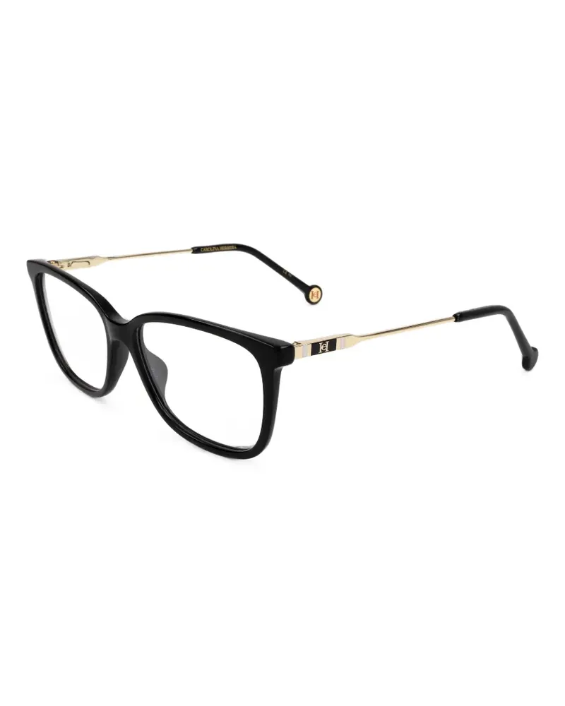 Carolina Herrera New York Eckige Brille mit Logo-Schild - Gold Gold