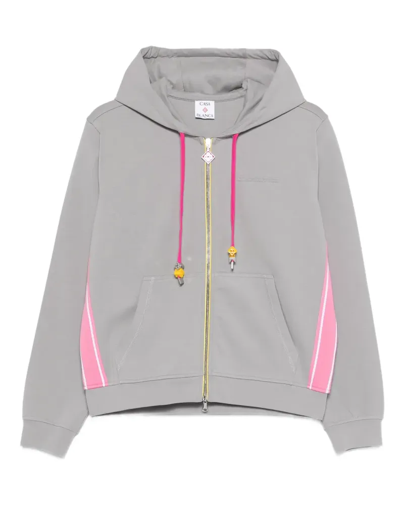 Casablanca Paris zip side stripe hooded top - Grau Grau