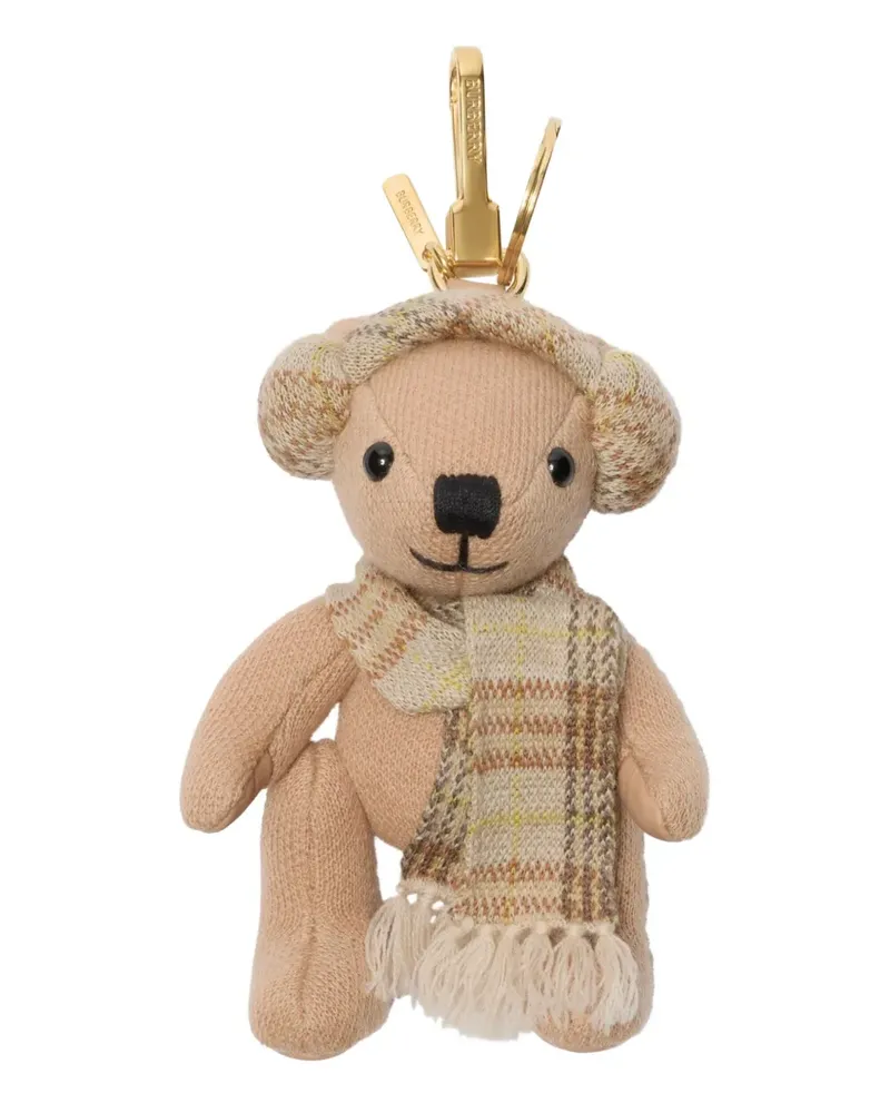Burberry Karierter Thomas Bear Schal-Taschenanhänger - Nude Nude