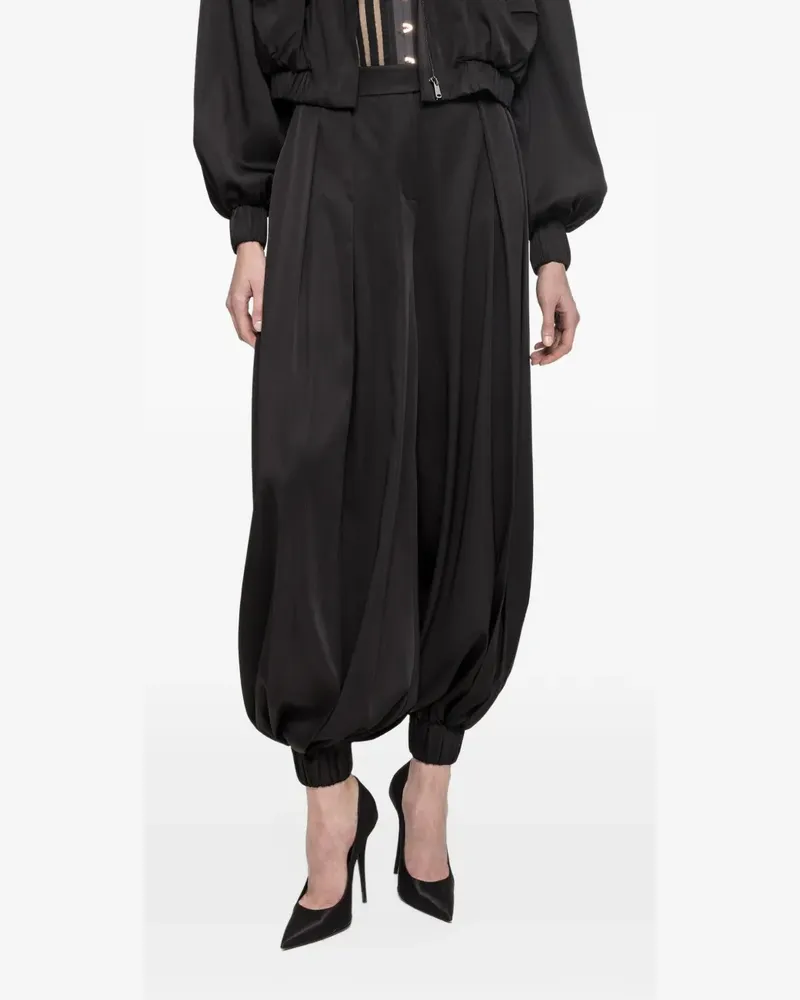 NISSA high-rise satin pants - Schwarz Schwarz