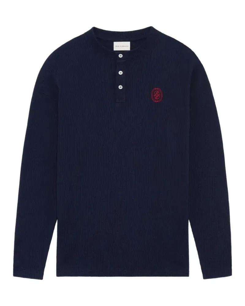 Drôle de Monsieur Waffelstrick-Poloshirt mit Logo-Stickerei - Blau Blau