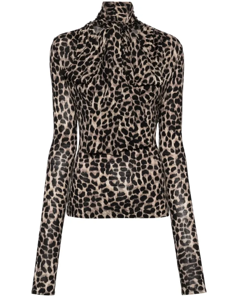 Blumarine Oberteil mit Leoparden-Print Braun