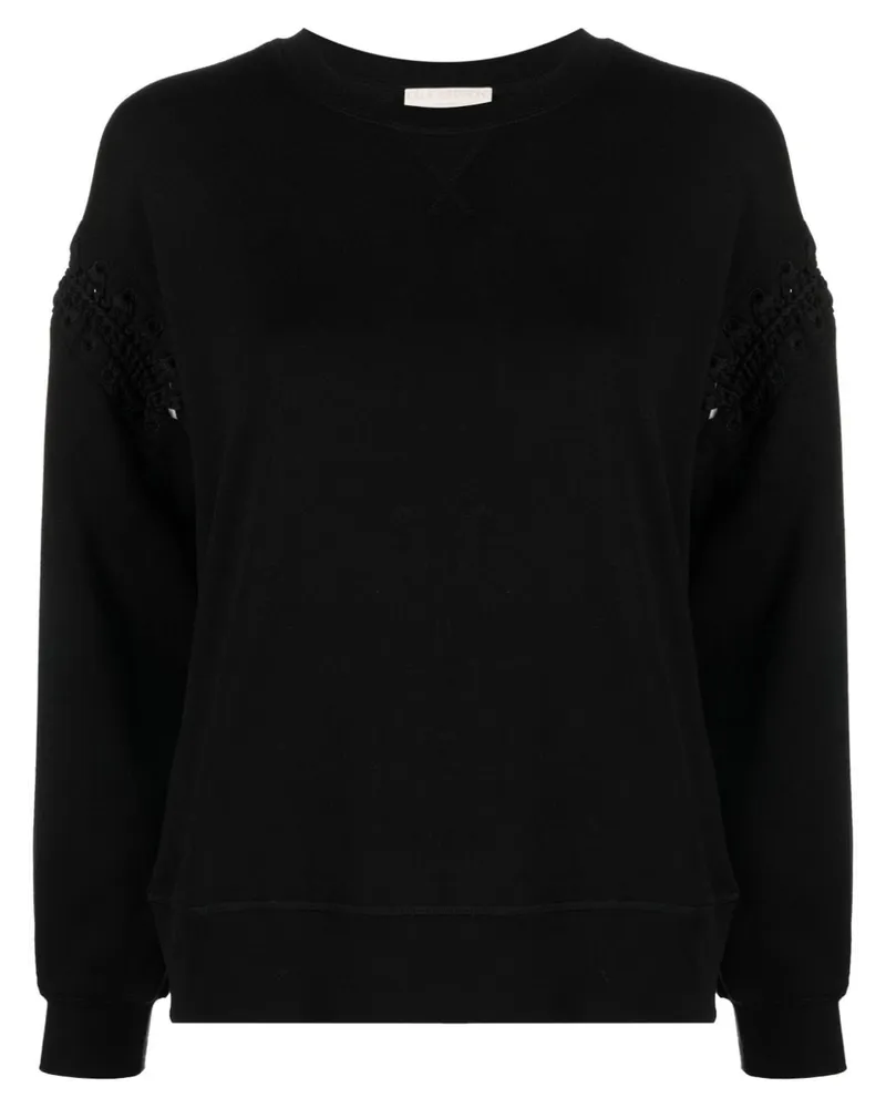 Ulla Johnson Cori Sweatshirt mit gehäkeltem Detail Schwarz