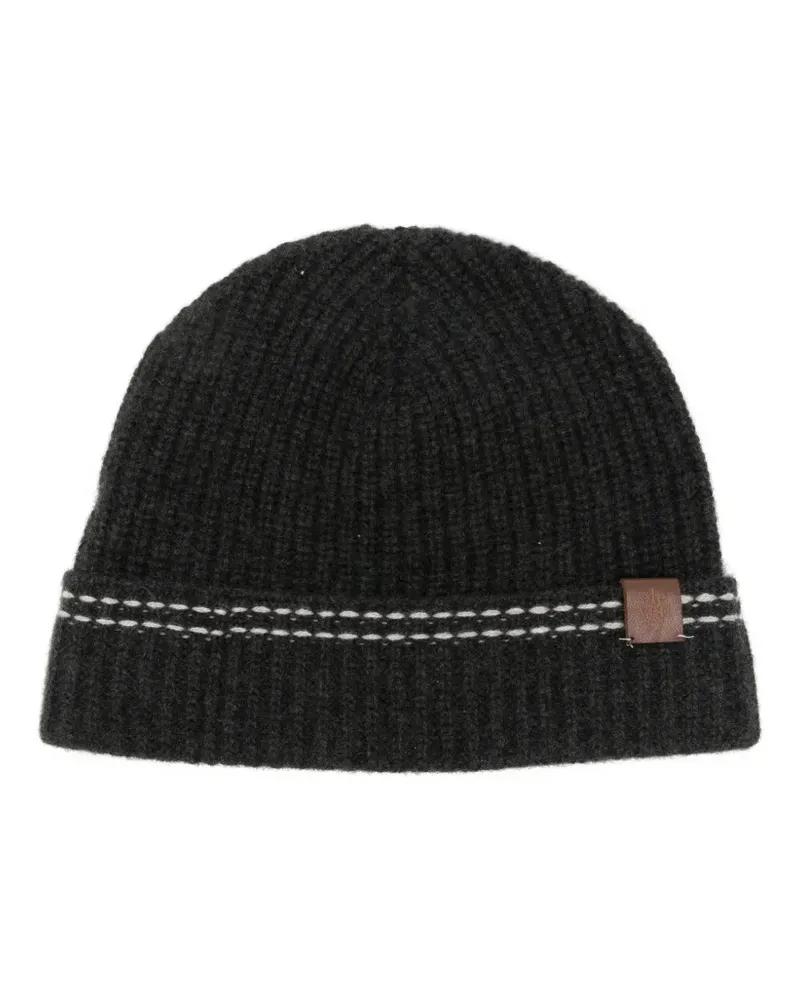 Eleventy Gerippte Beanie - Grau Grau