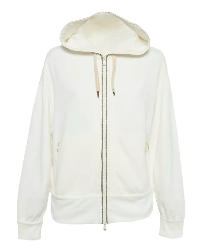 Brunello Cucinelli Monili zip-front hoodie - Nude Nude