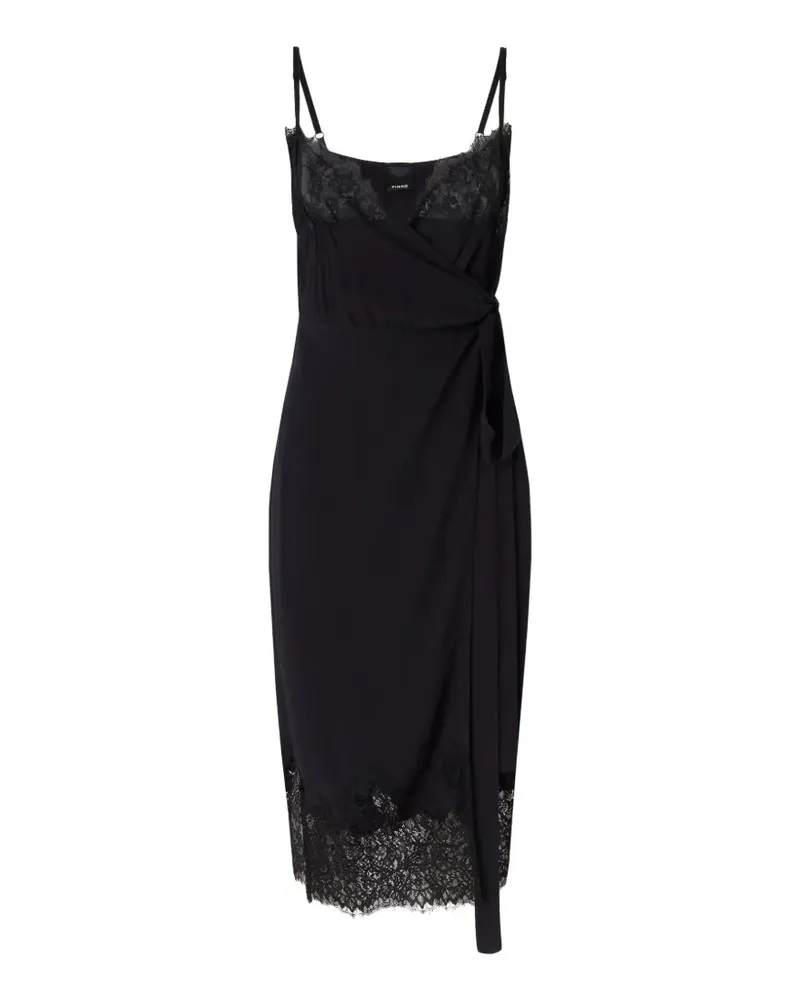 Pinko Wickelkleid mit Spitzenbesatz - Schwarz Schwarz