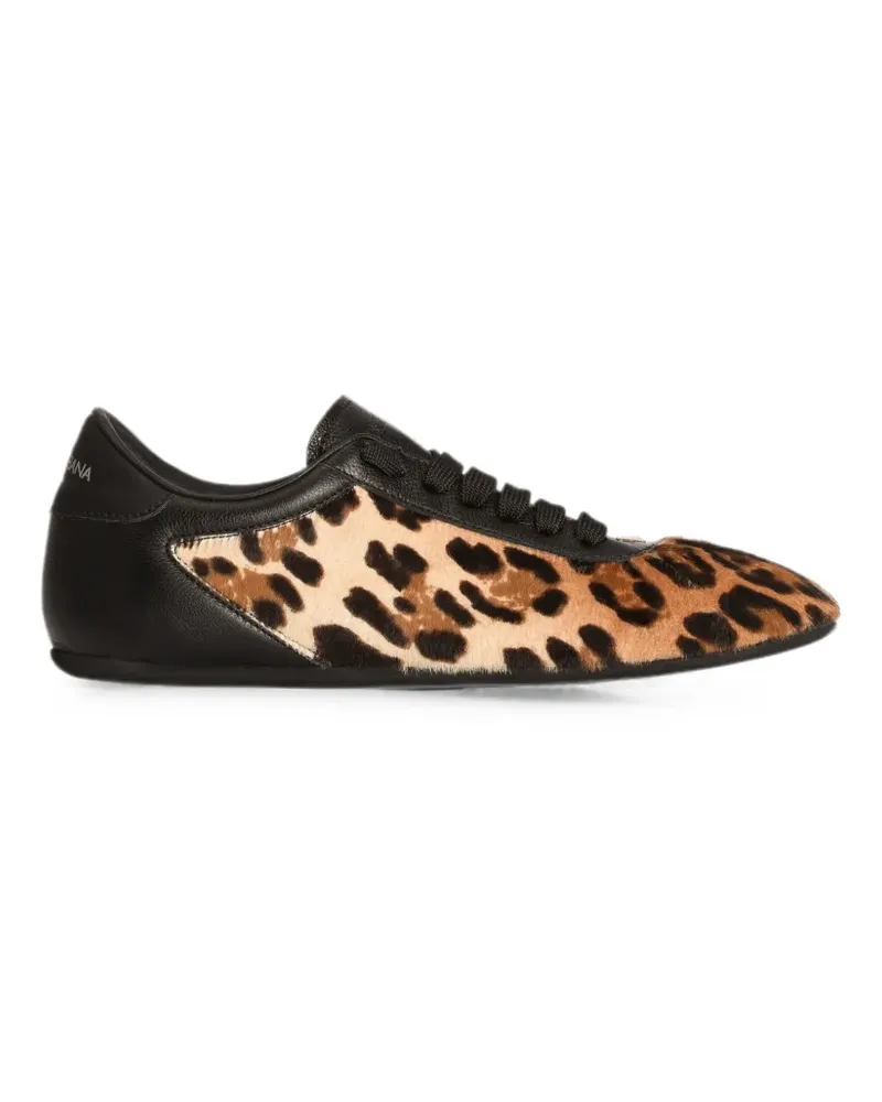 Dolce & Gabbana leo pony-hair soft ballet sneakers - Nude Nude