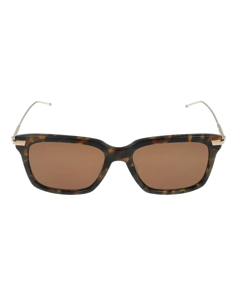 Thom Browne tortoiseshell-effect rectangle-frame sunglasses - Braun Braun
