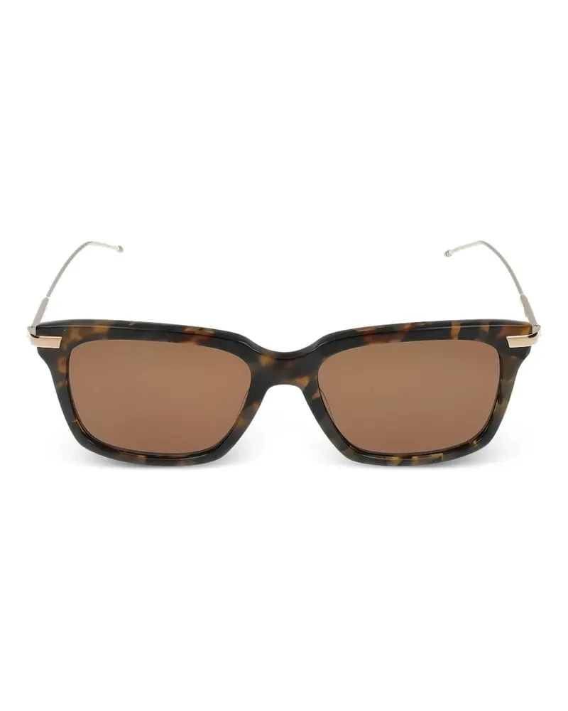 Thom Browne tortoiseshell-effect rectangle-frame sunglasses - Braun Braun