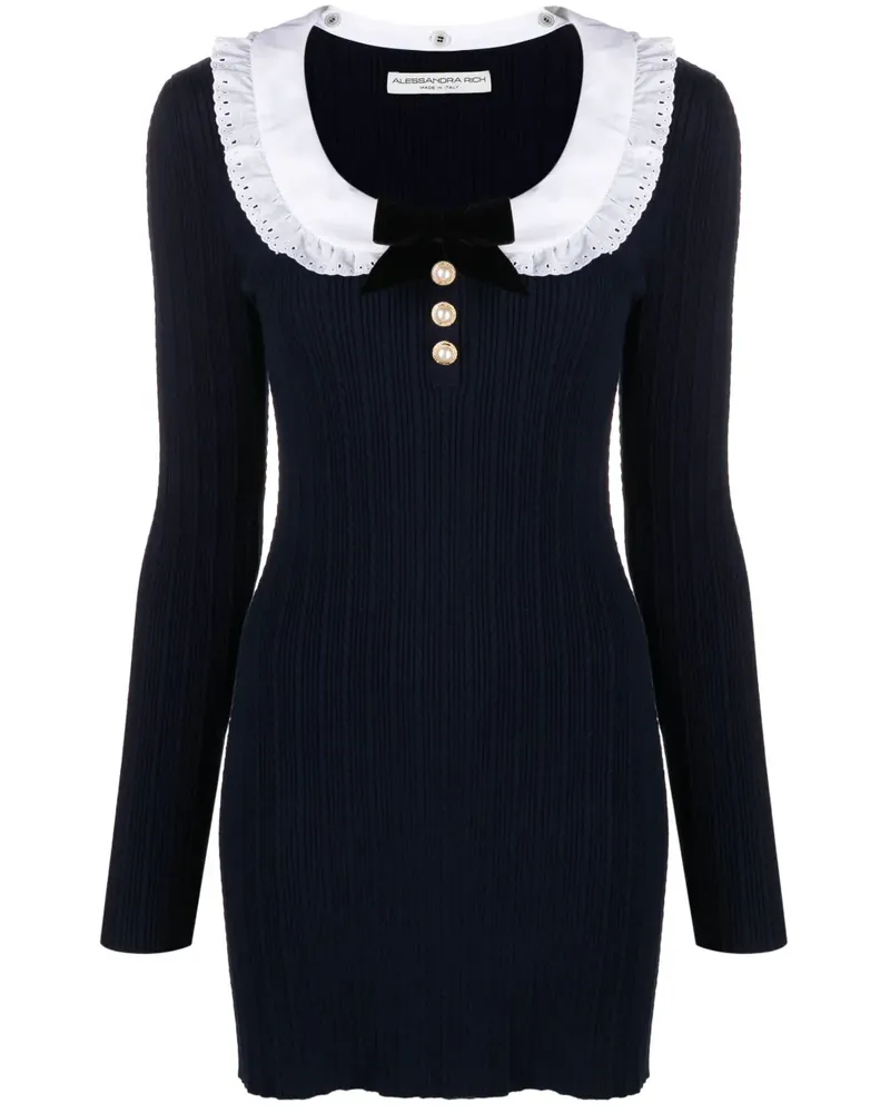 Alessandra Rich Geripptes Minikleid - Blau Blau