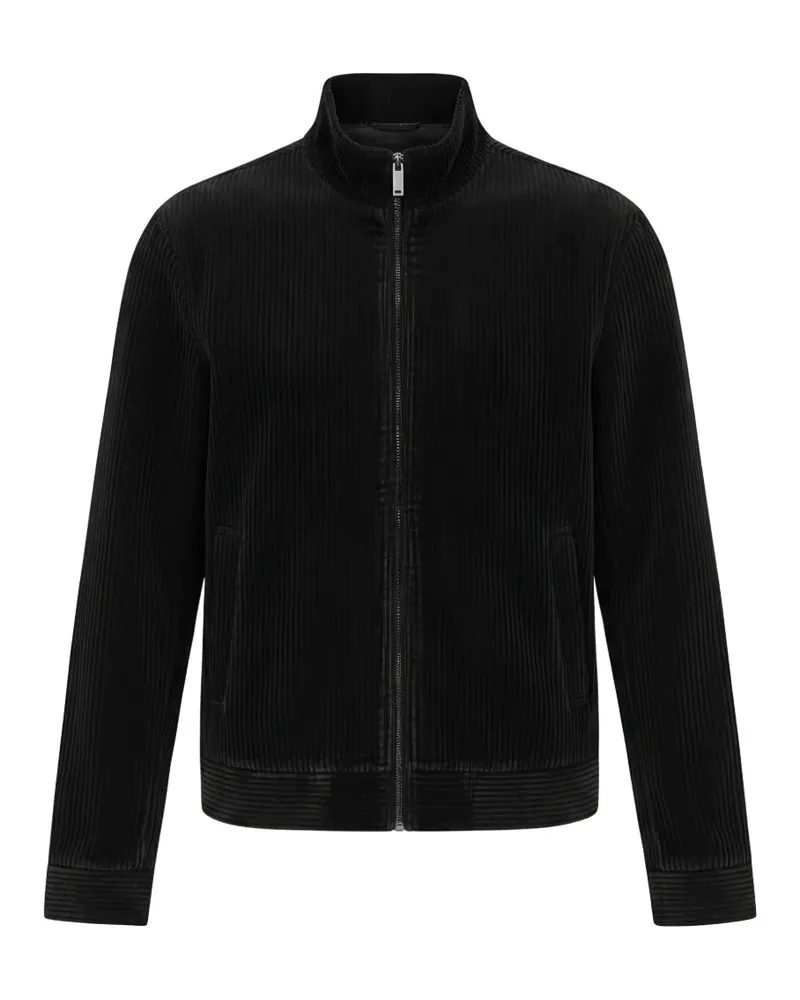 Emporio Armani ribbed-knit zip-up jacket - Schwarz Schwarz