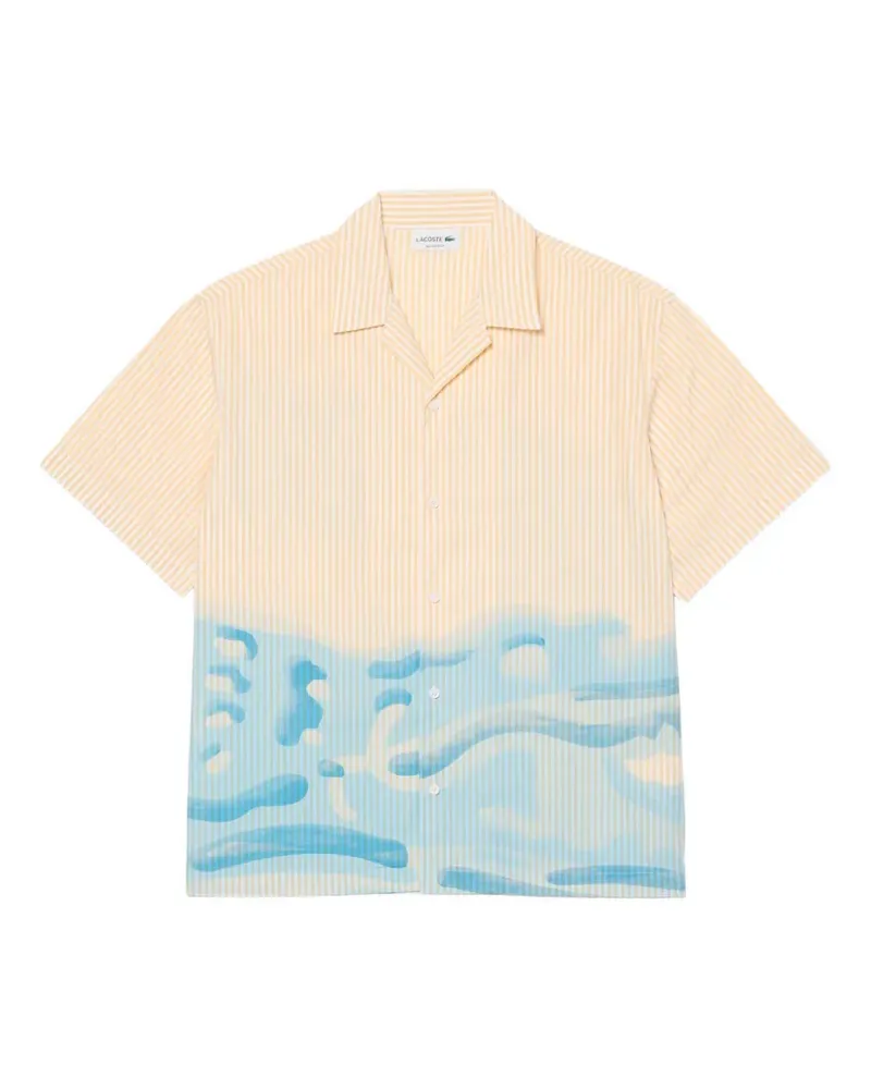 Lacoste striped graphic-print shirt - Nude Nude