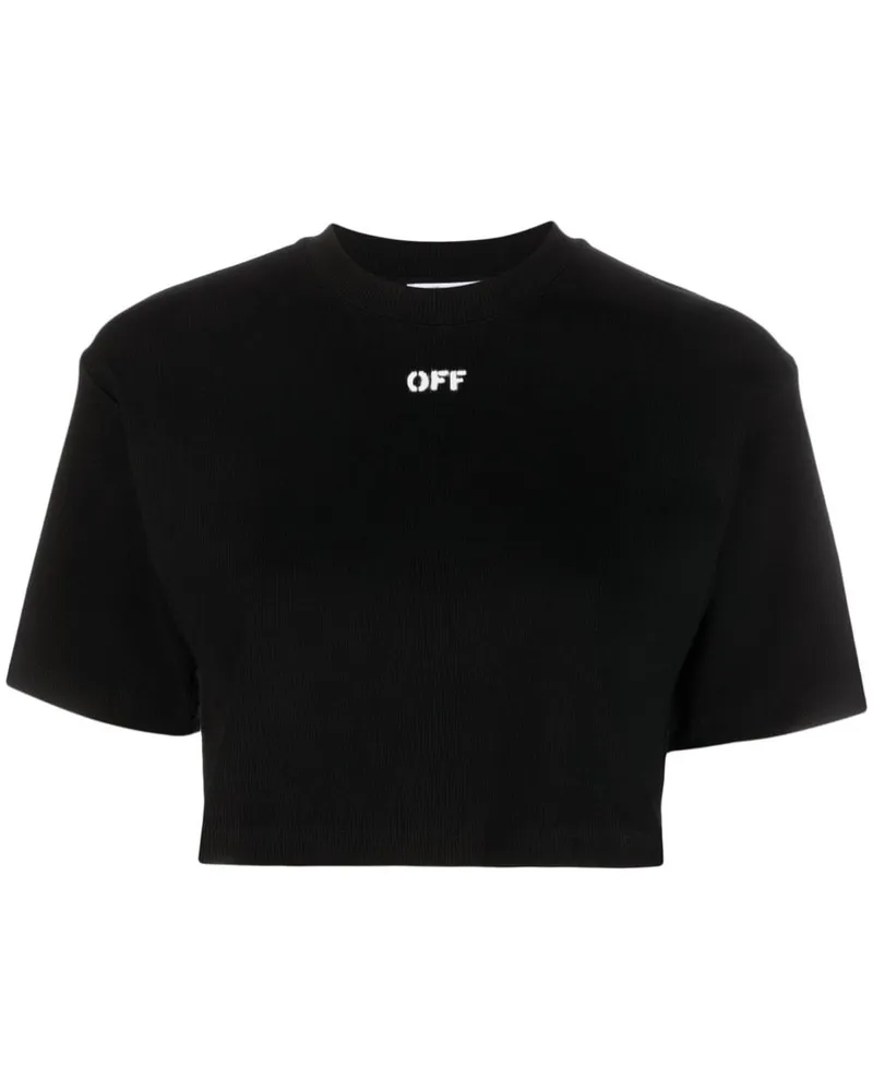 OFF-WHITE Cropped-T-Shirt mit Logo - Schwarz Schwarz