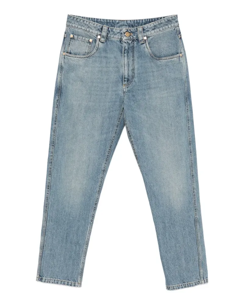 Brunello Cucinelli logo-patch jeans - Blau Blau