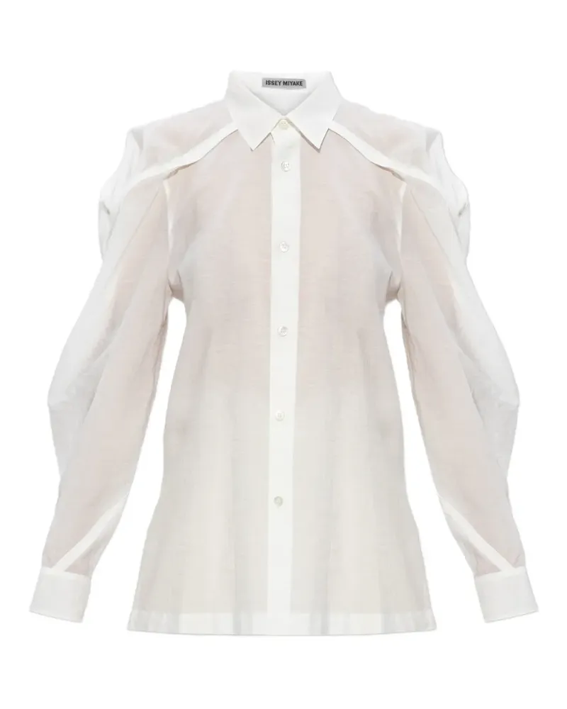 Issey Miyake puff-sleeve shirt - Weiß Weiß