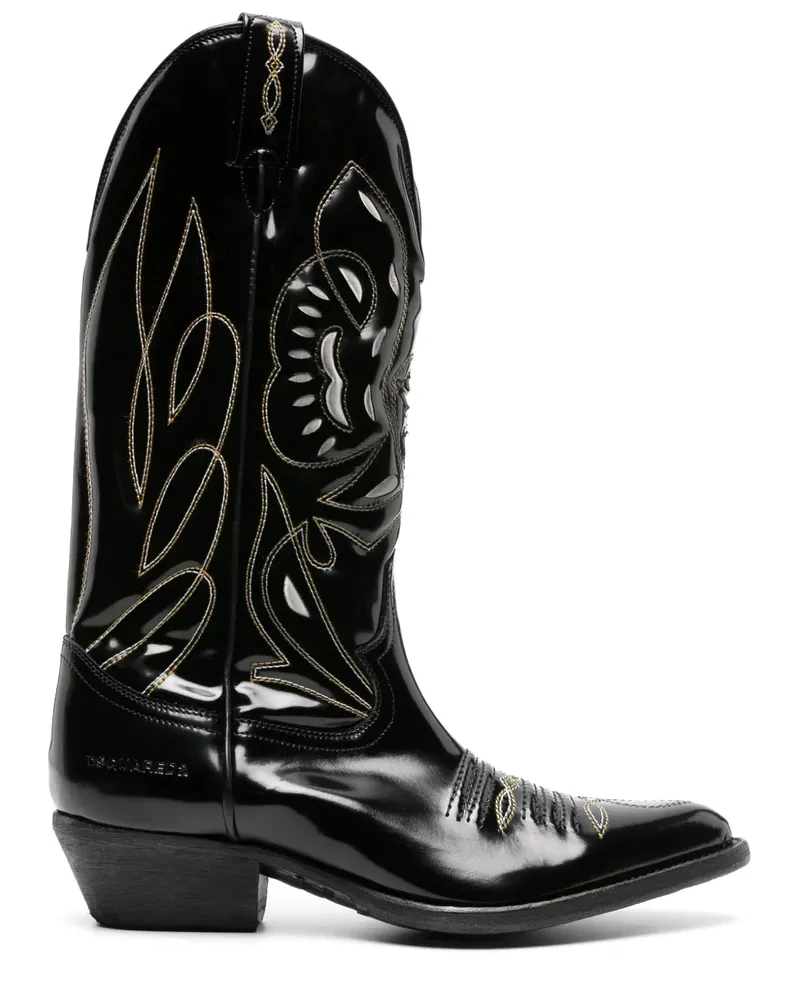Dsquared2 Cowboystiefel mit Ziernähten - Schwarz Schwarz