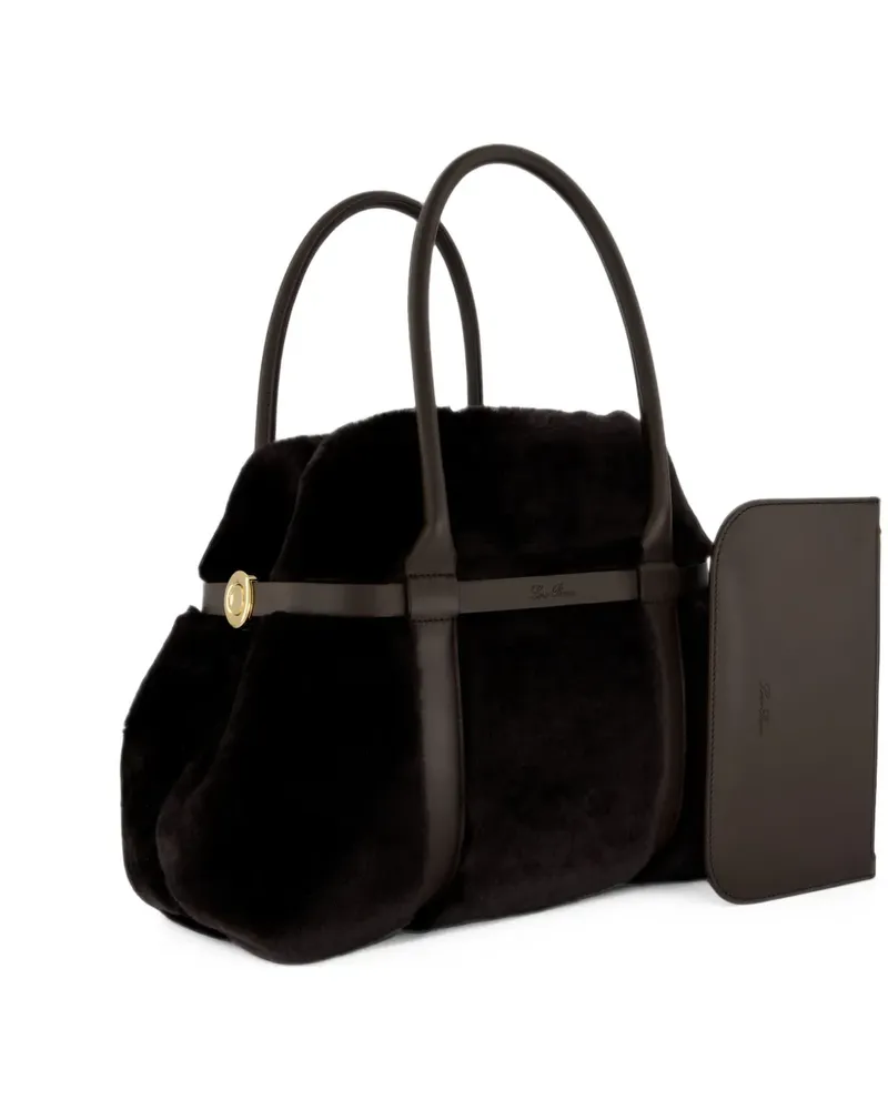 Loro Piana shearling leather-trim tote bag - Braun Braun