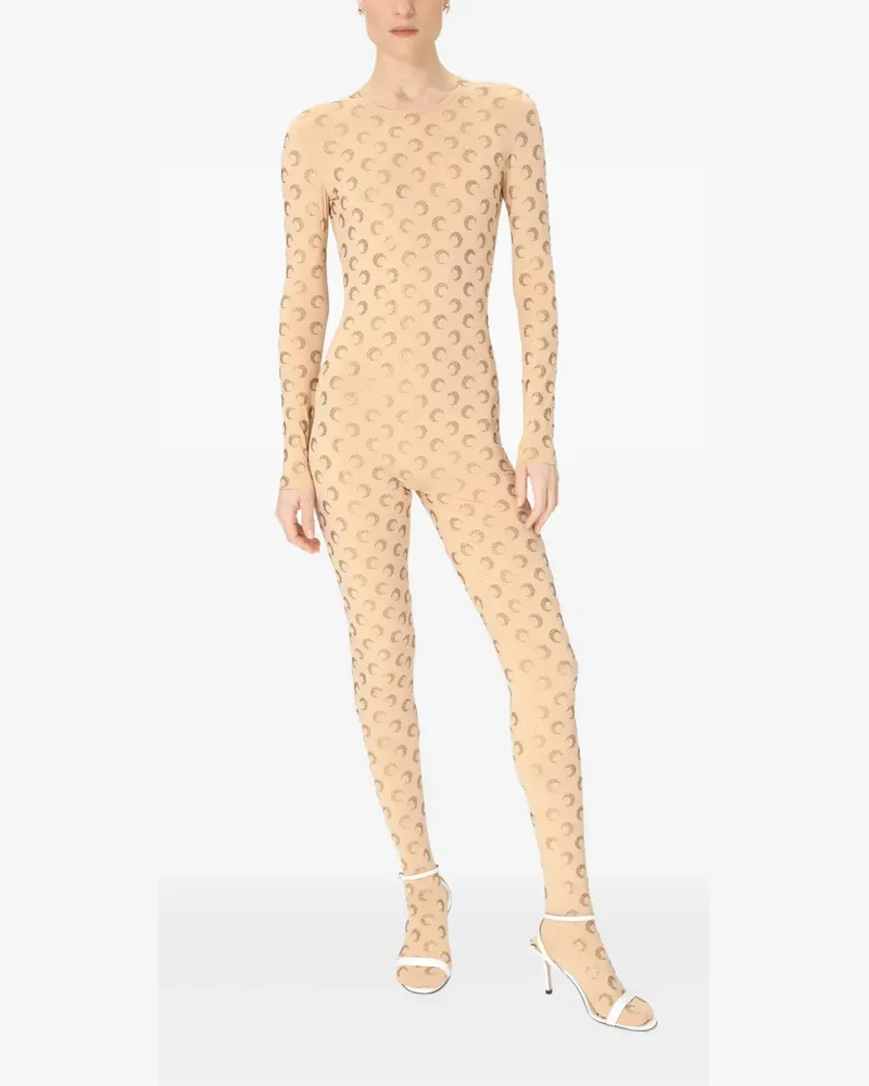 Marine Serre Jumpsuit mit Moon-Muster - Nude Nude