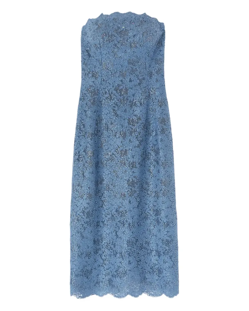 Ermanno Scervino Kristallverziertes Midikleid mit Makramee-Spitze - Blau Blau