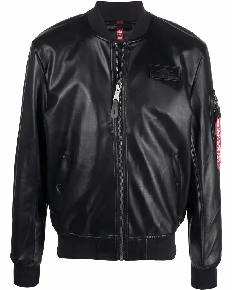 Alpha Industries Bomberjacke aus Faux-Leder - Schwarz Schwarz