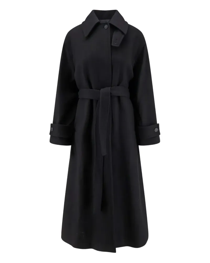 Hevò pointed-collar belted coat - Schwarz Schwarz