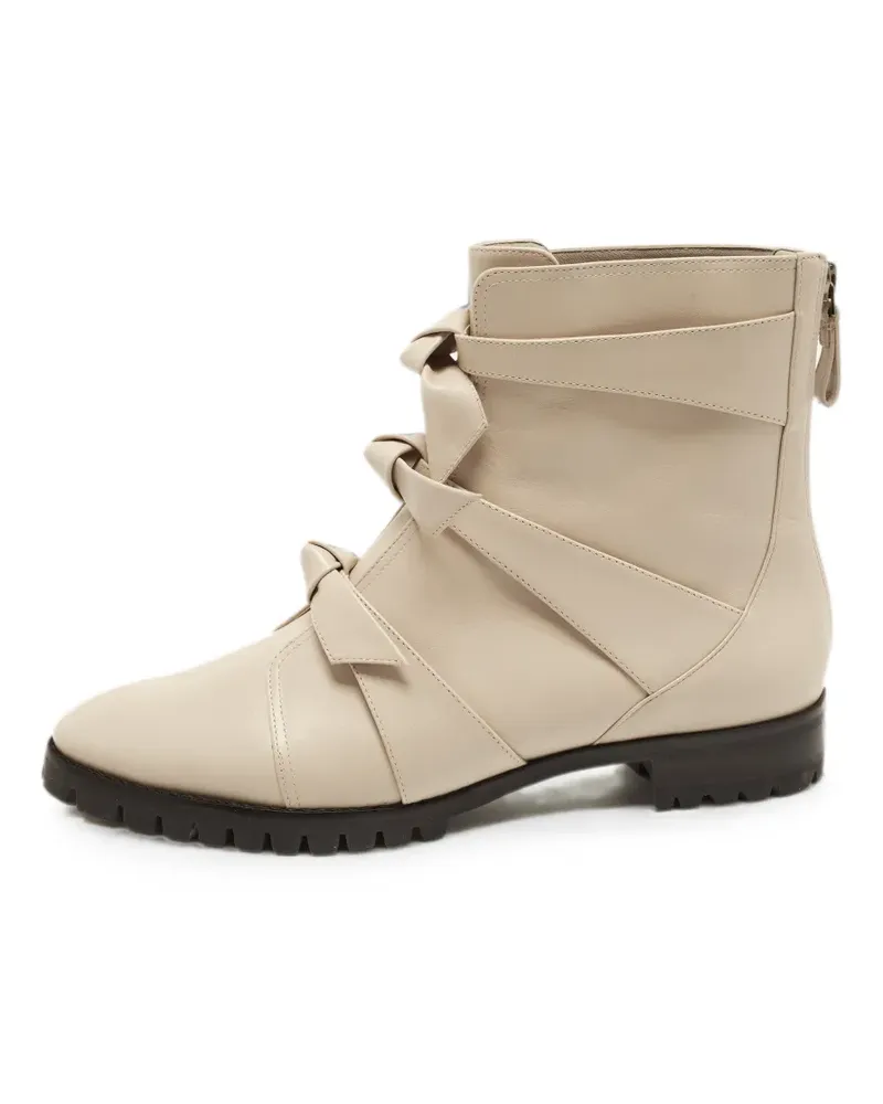 Alexandre Birman Lolita bow-detail ankle boots - Nude Nude