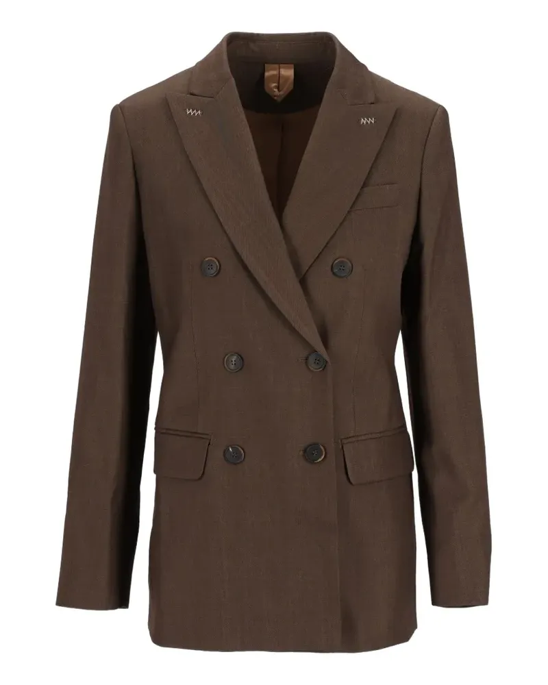 Max Mara double-breasted wool gabardine blazer - tobacco - Braun Braun
