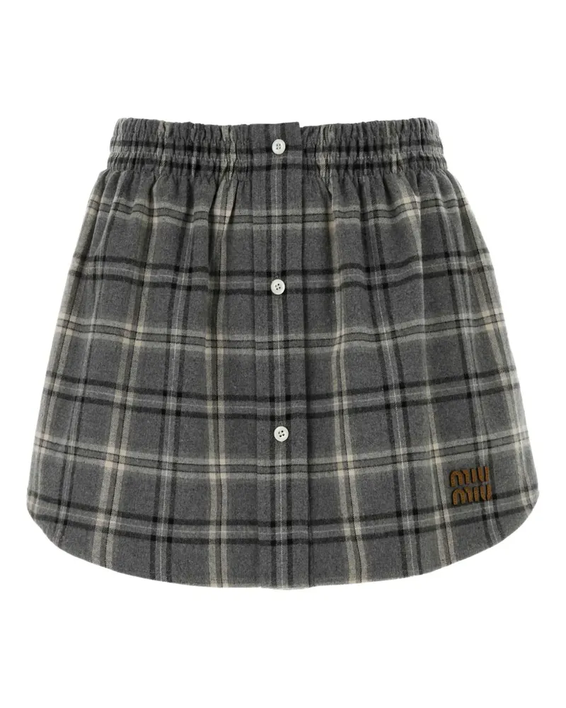 Miu Miu Karierter A-Linien-Rock - Grau Grau