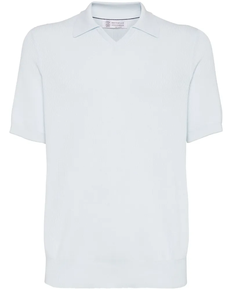 Brunello Cucinelli Gestricktes Poloshirt - Blau Blau