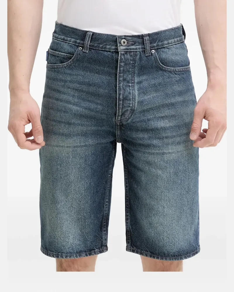 HUGO BOSS logo-patch denim shorts - Blau Blau