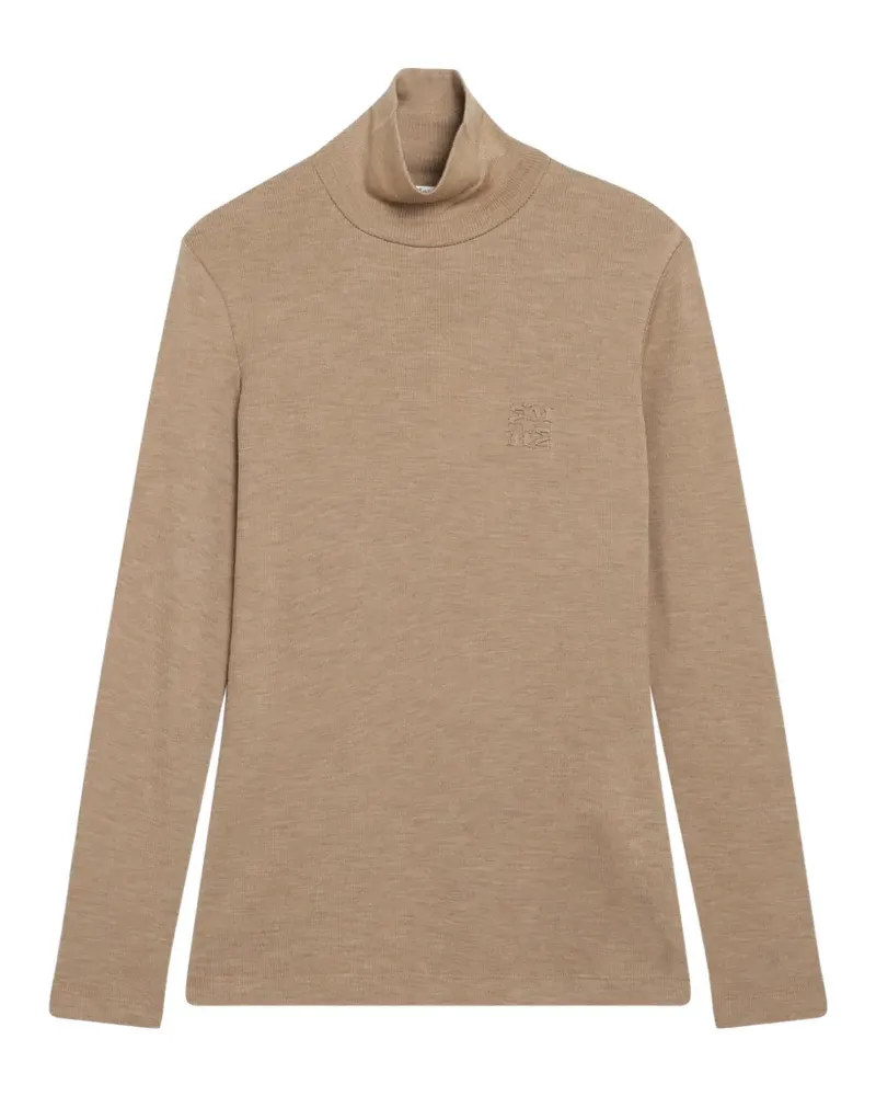 Max Mara Rollkragenpullover mit Logo-Stickerei - Nude Nude
