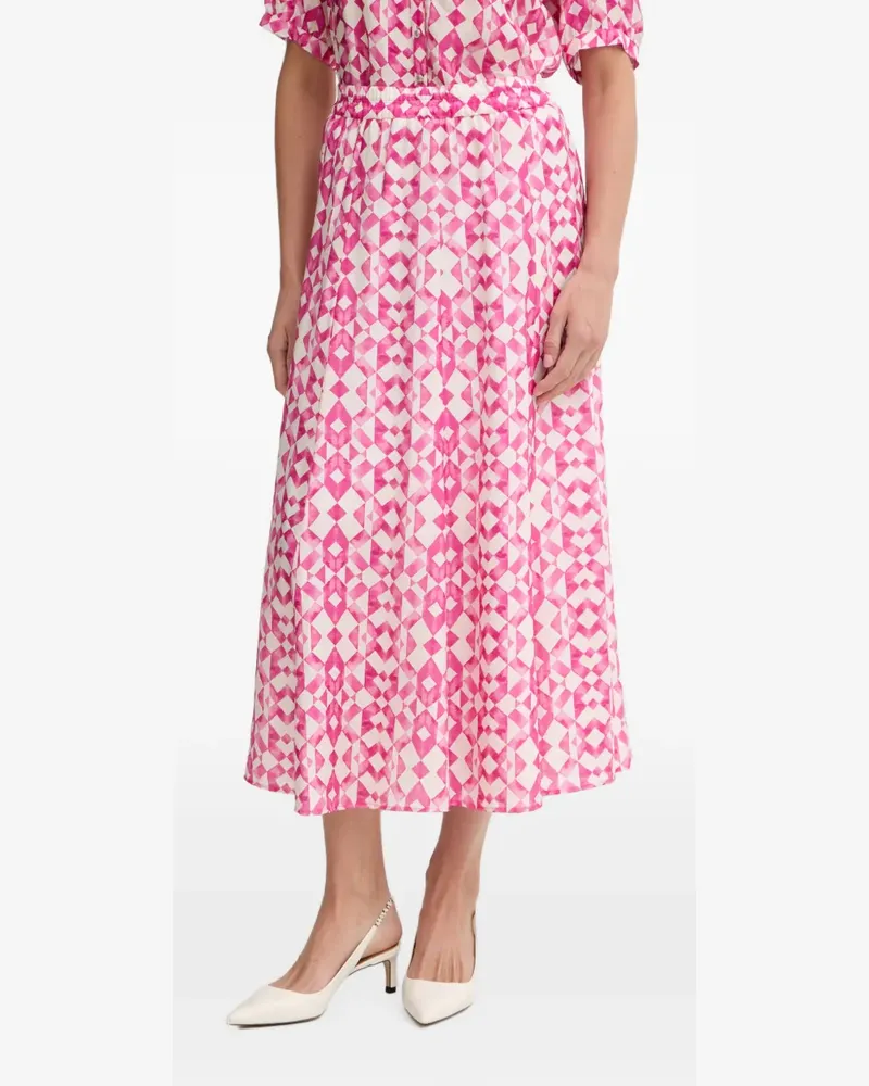 MARC AUREL geometric-print elasticated-waist midi skirt - Rosa Rosa