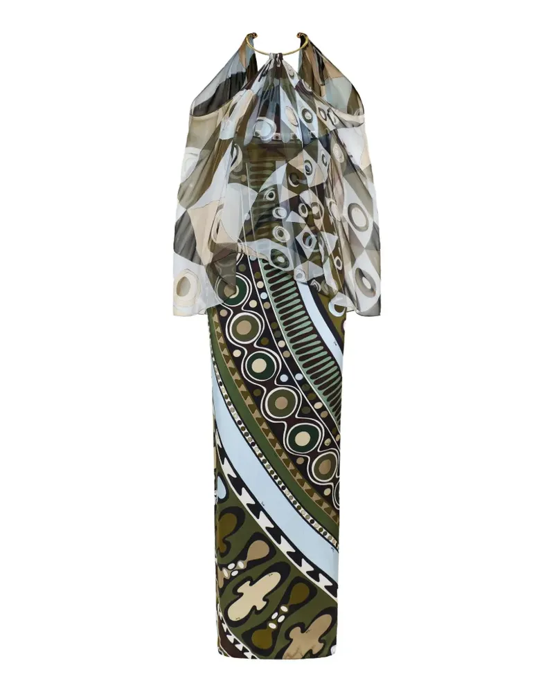 Emilio Pucci Maxikleid aus Seidenchiffon mit Iride-Print - Grün Grün