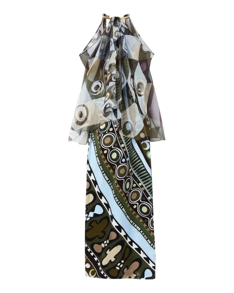 Emilio Pucci Maxikleid aus Seidenchiffon mit Iride-Print - Grün Grün