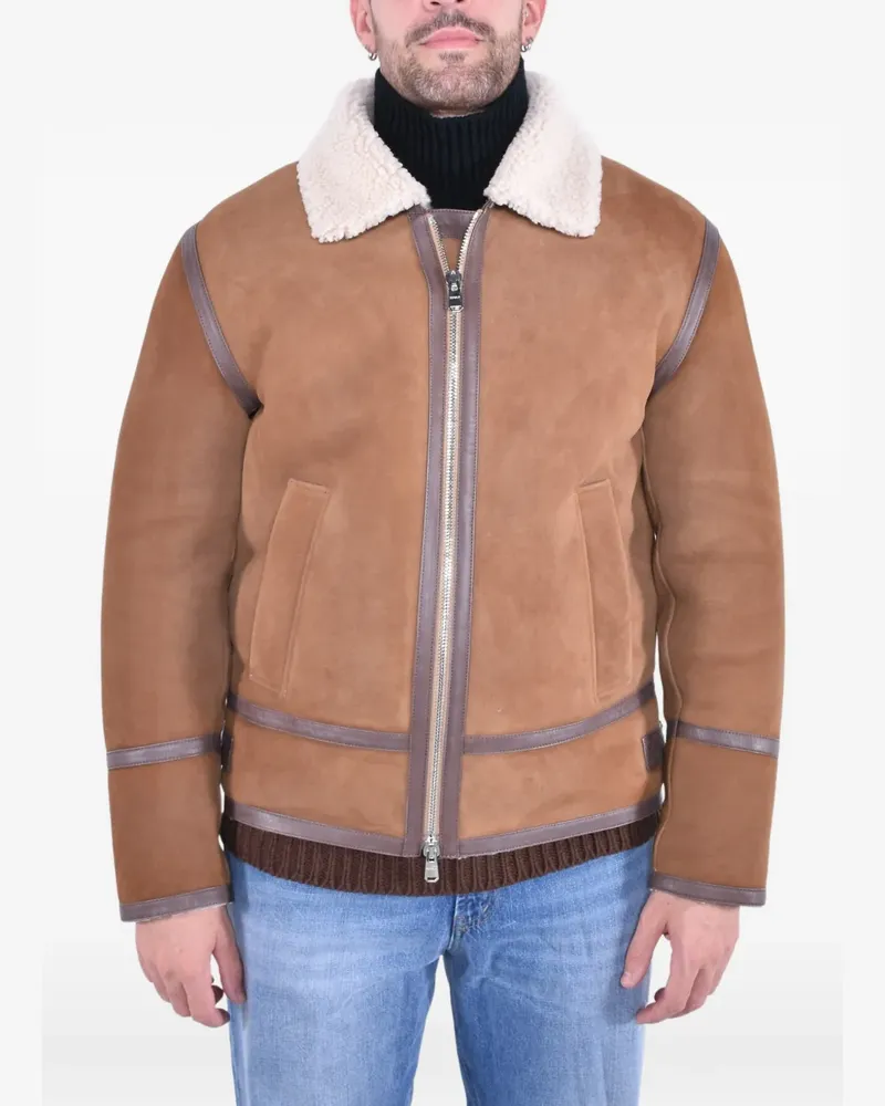 Dondup Montone shearling panelled jacket - Braun Braun