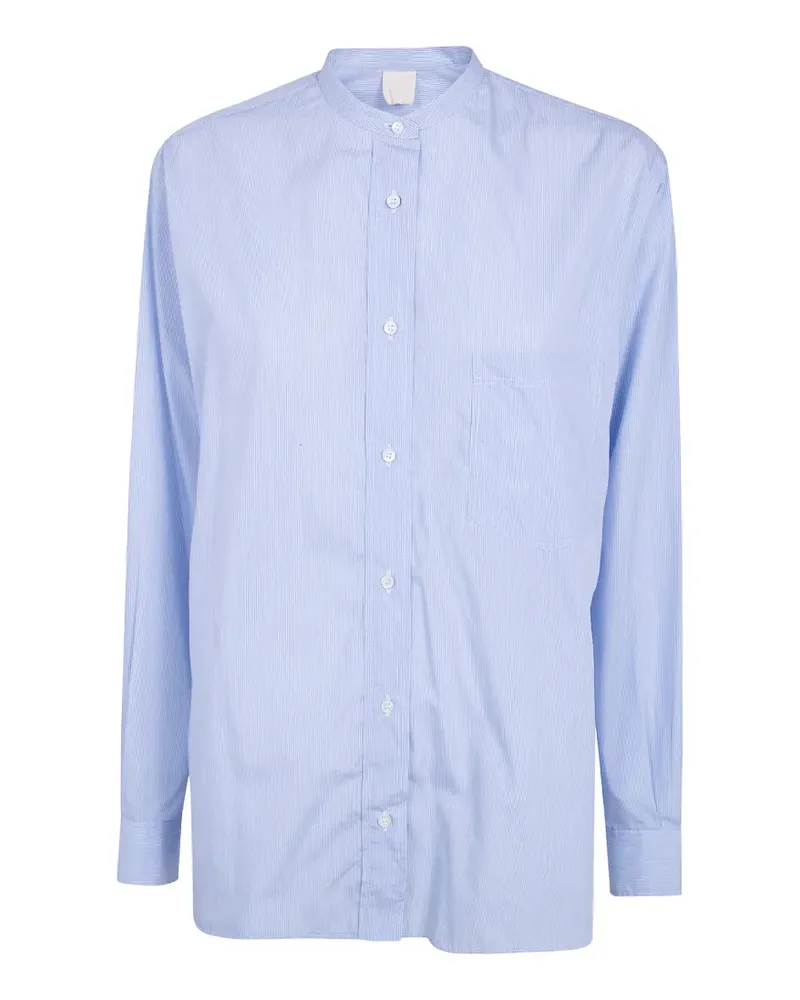 ASPESI striped-pattern band-collar shirt - Blau Blau