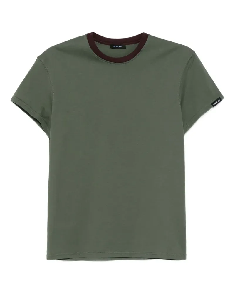Thierry Mugler T-Shirt mit geripptem Besatz - Grün Grün