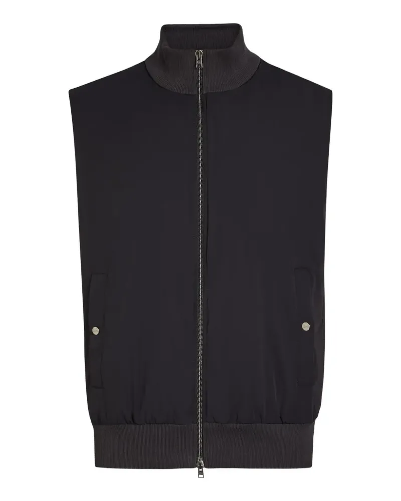 Herno ribbed-trim zip-up gilet - Blau Blau