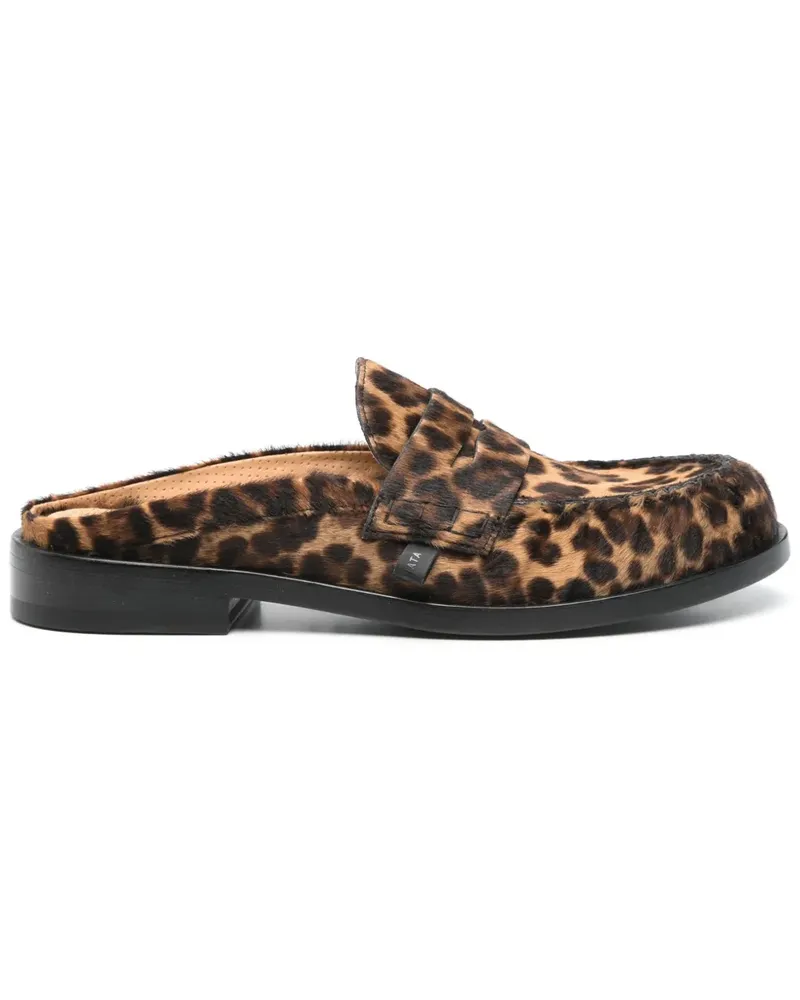Premiata Mules mit Leo-Print - Braun Braun