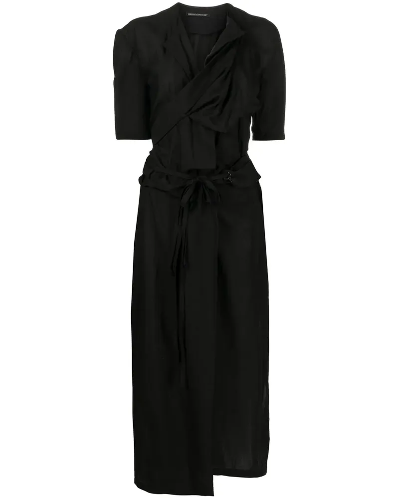 Yohji Yamamoto Mantel mit Gürtel - Schwarz Schwarz