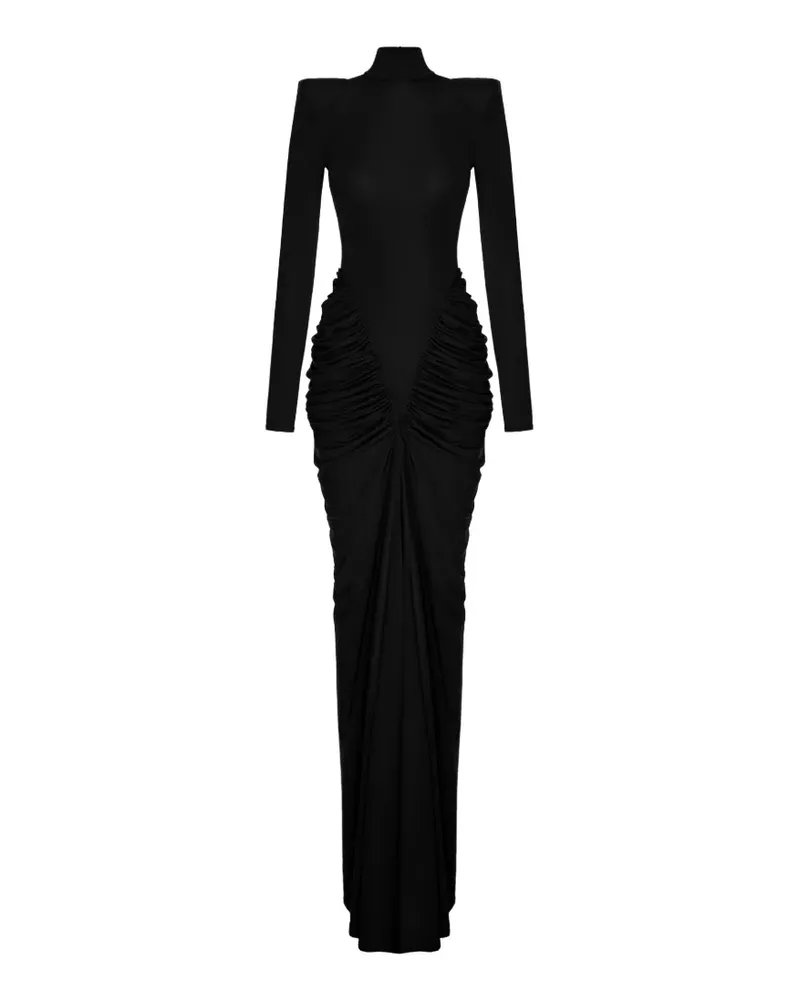 V:PM ATELIER Adwa Maxikleid mit gepolsterten Schultern - Schwarz Schwarz