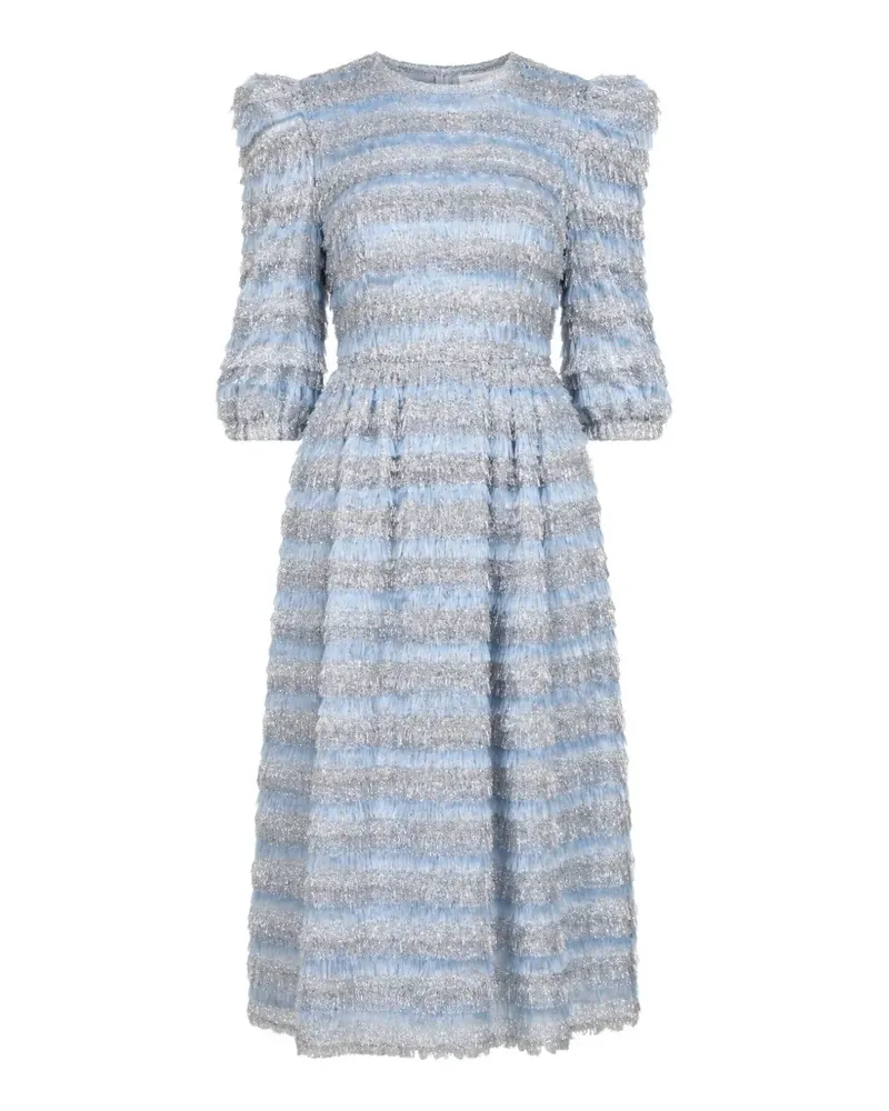Dolce & Gabbana Gestreiftes Midikleid mit Fransen - Blau Blau