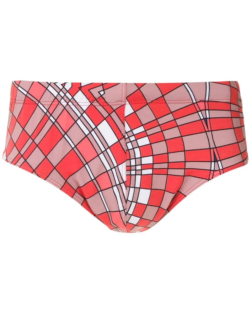 Amir Slama Badehose mit "Cocar"-Print - Rot Rot
