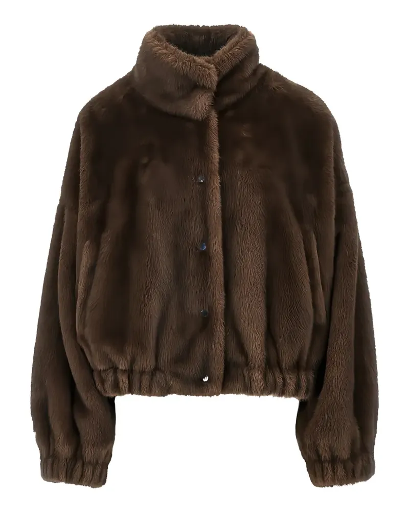 Max Mara Jacke aus Faux Fur mit Stehkragen - Braun Braun