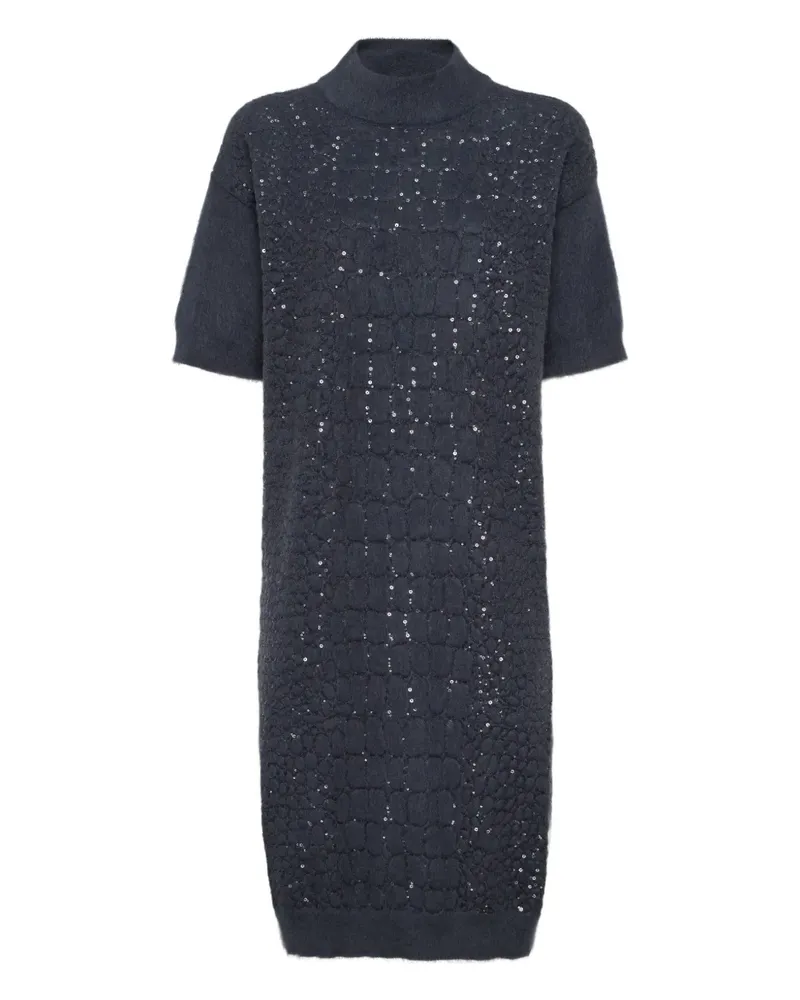 Brunello Cucinelli Paillettenkleid mit Kroko-Motiv - Blau Blau