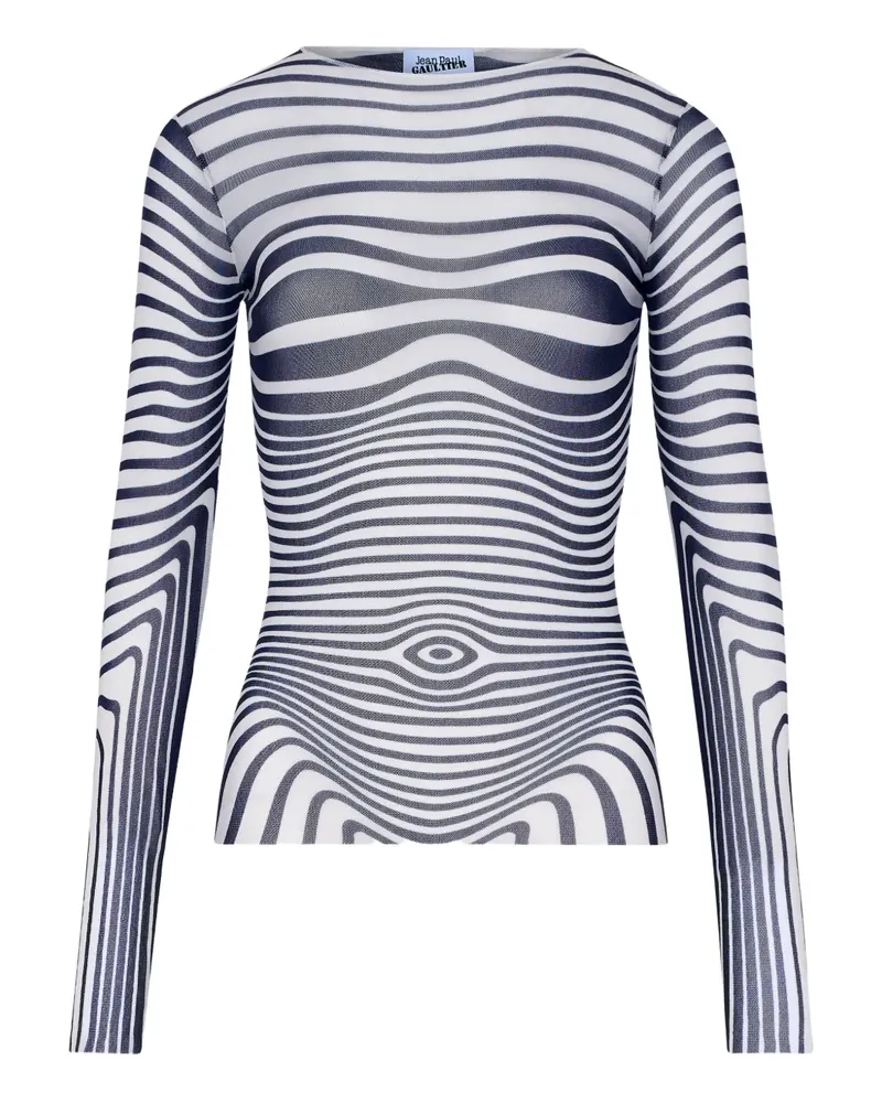 Jean Paul Gaultier Langarmshirt mit Morphing-Streifen - Weiß Weiß