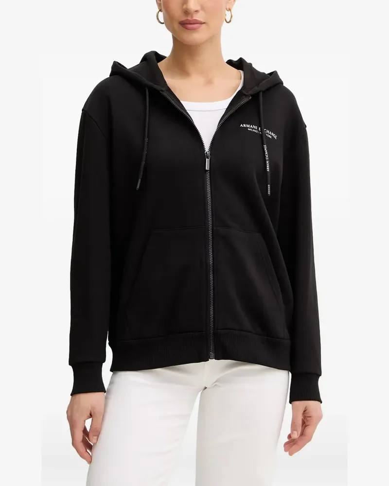 Armani Exchange logo-print zip-up hoodie - Schwarz Schwarz
