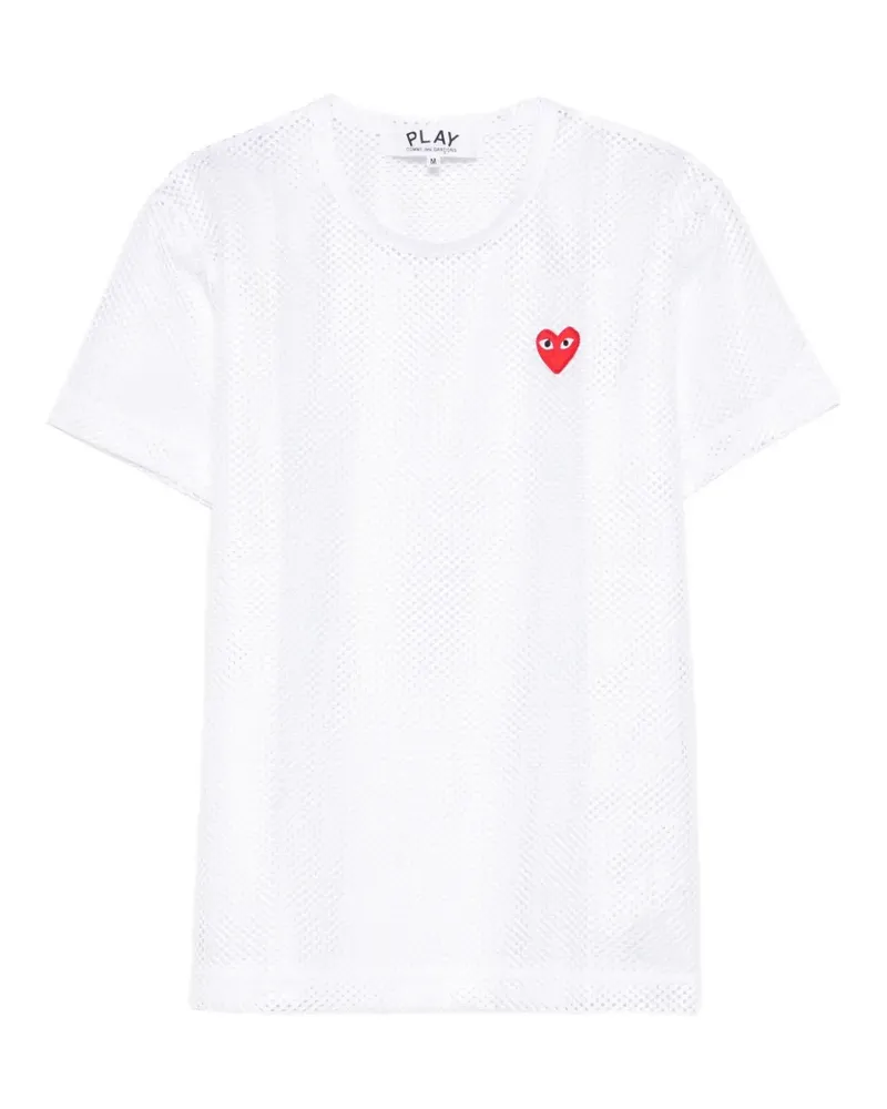 Comme des Garçons T-Shirt aus Mesh mit Logo-Patch - Weiß Weiß