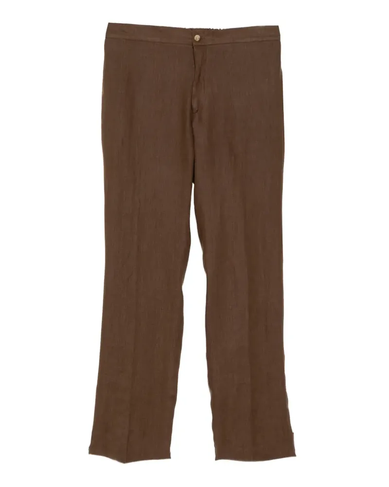 Kiton rear elasticated waistband straight-leg trousers - Braun Braun