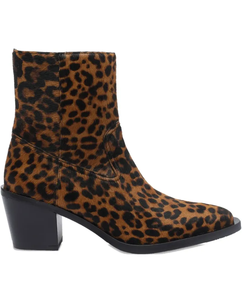 Stuart Weitzman Stiefeletten mit Leoparden-Print 70mm - Braun Braun